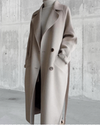 Women's Elegant Double-Breasted Longline Trench Coat