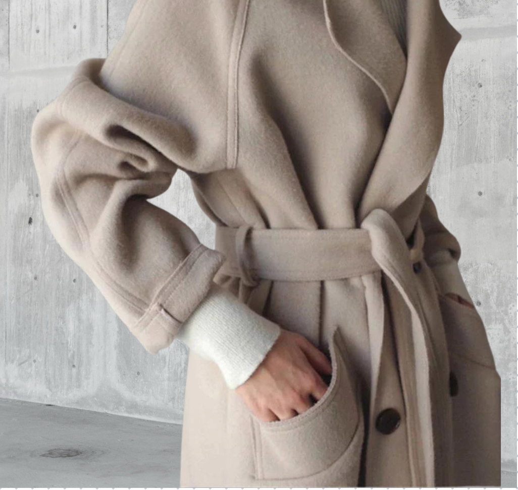 Women's Elegant Double-Breasted Longline Trench Coat