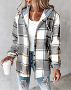 Freya | Cozy Plaid Button-Up Hoodie Jacket
