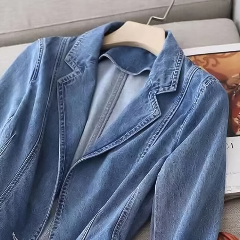 Women's Fitted Denim Blazer – Single Button