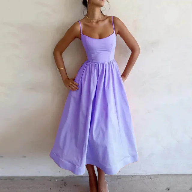 Jovie A-Line Sleeveless Midi Dress – Spaghetti Strap