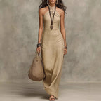 Women's Halter Maxi Dress – Criss-Cross Neck, Sleeveless