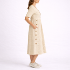 Women's Striped Button-Front Midi Dress