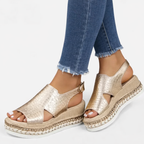 Women's Metallic Platform Wedge Sandals