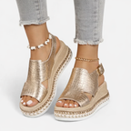 Women's Metallic Platform Wedge Sandals