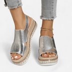 Women's Metallic Platform Wedge Sandals
