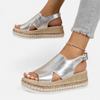 Women's Metallic Platform Wedge Sandals