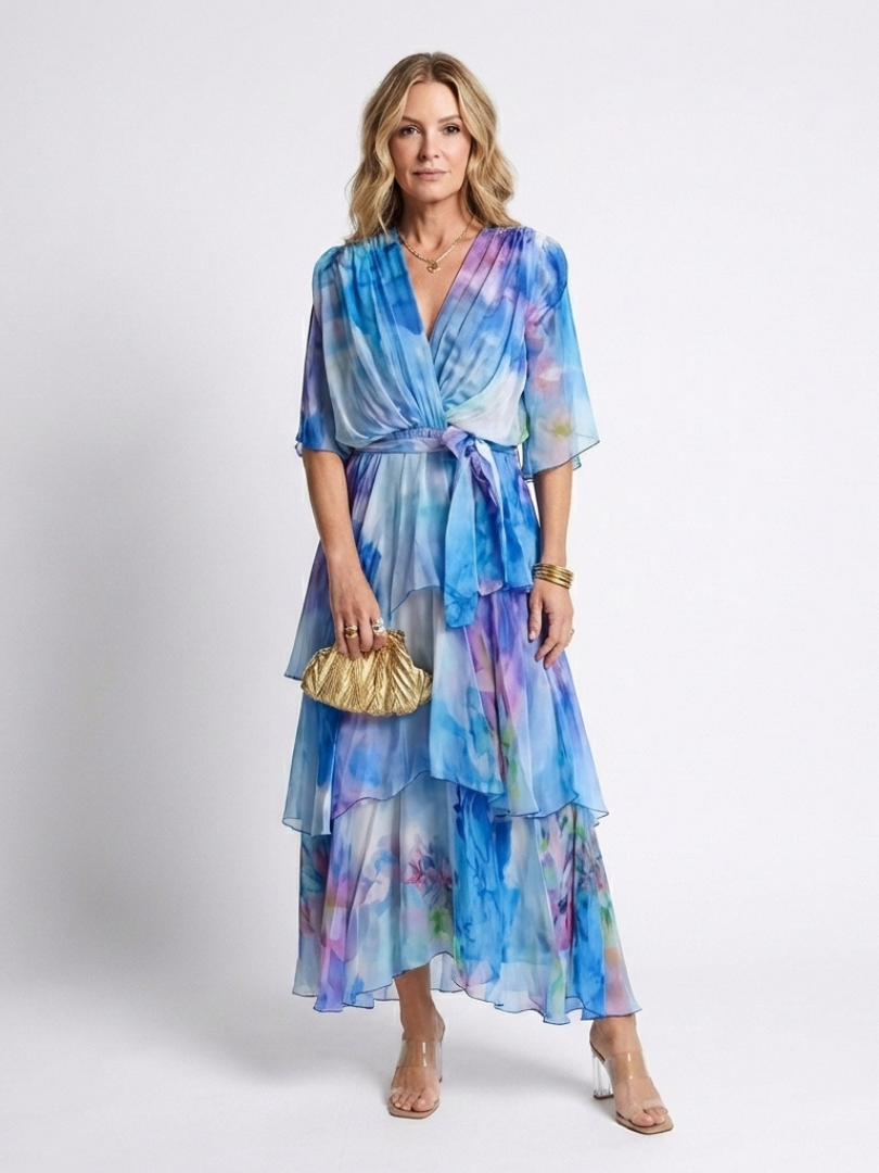 Rita | Layered Tie Waist Maxi Dress