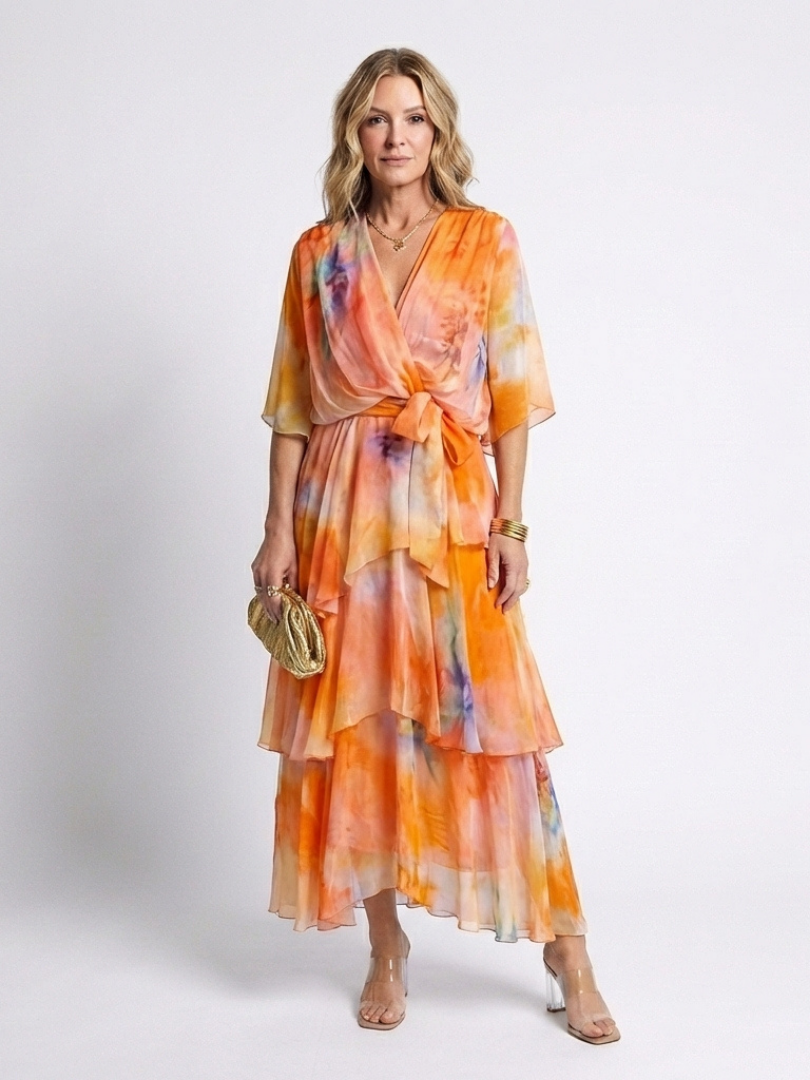 Rita | Layered Tie Waist Maxi Dress