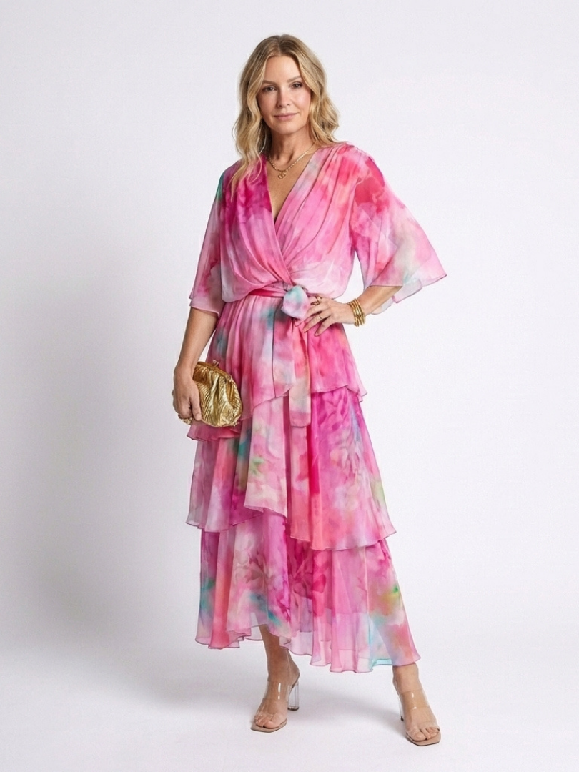 Rita | Layered Tie Waist Maxi Dress