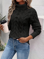 Women's Classic Cable Knit Turtleneck Jumper