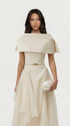 Kora Backless Cape Midi Dress