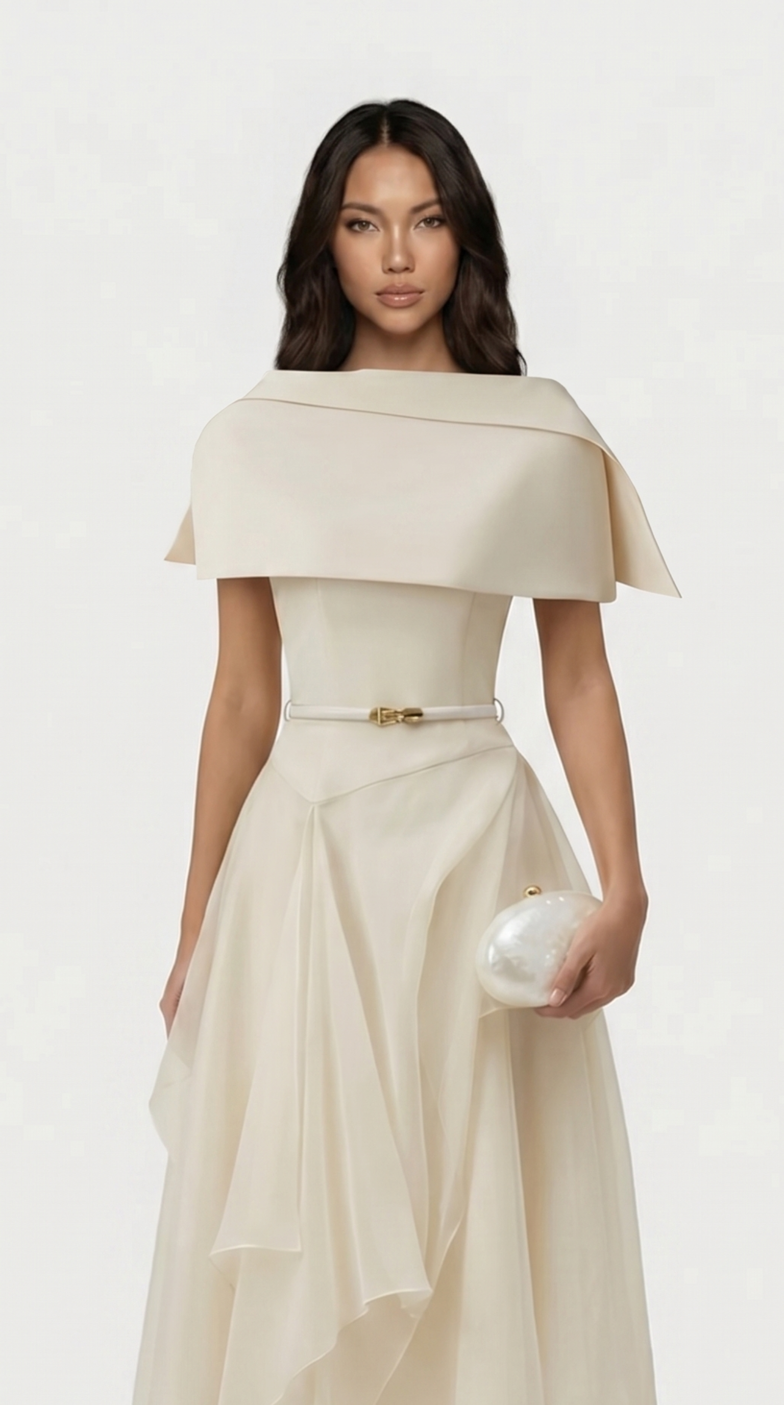Kora Backless Cape Midi Dress