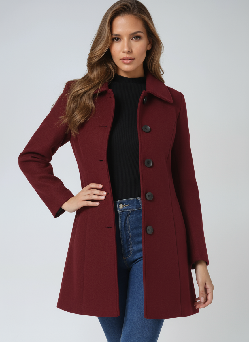 Women's Single-Breasted Notched Lapel Trench Coat