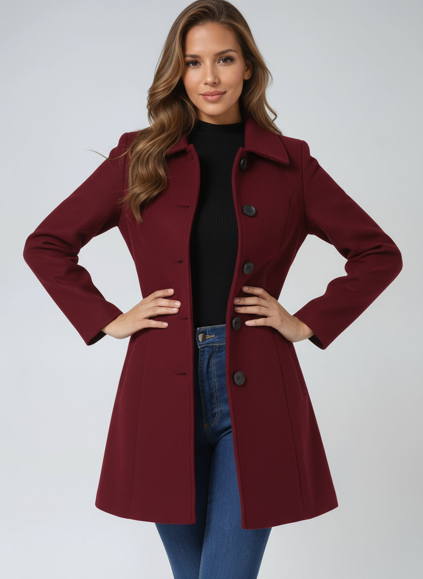 Women's Single-Breasted Notched Lapel Trench Coat