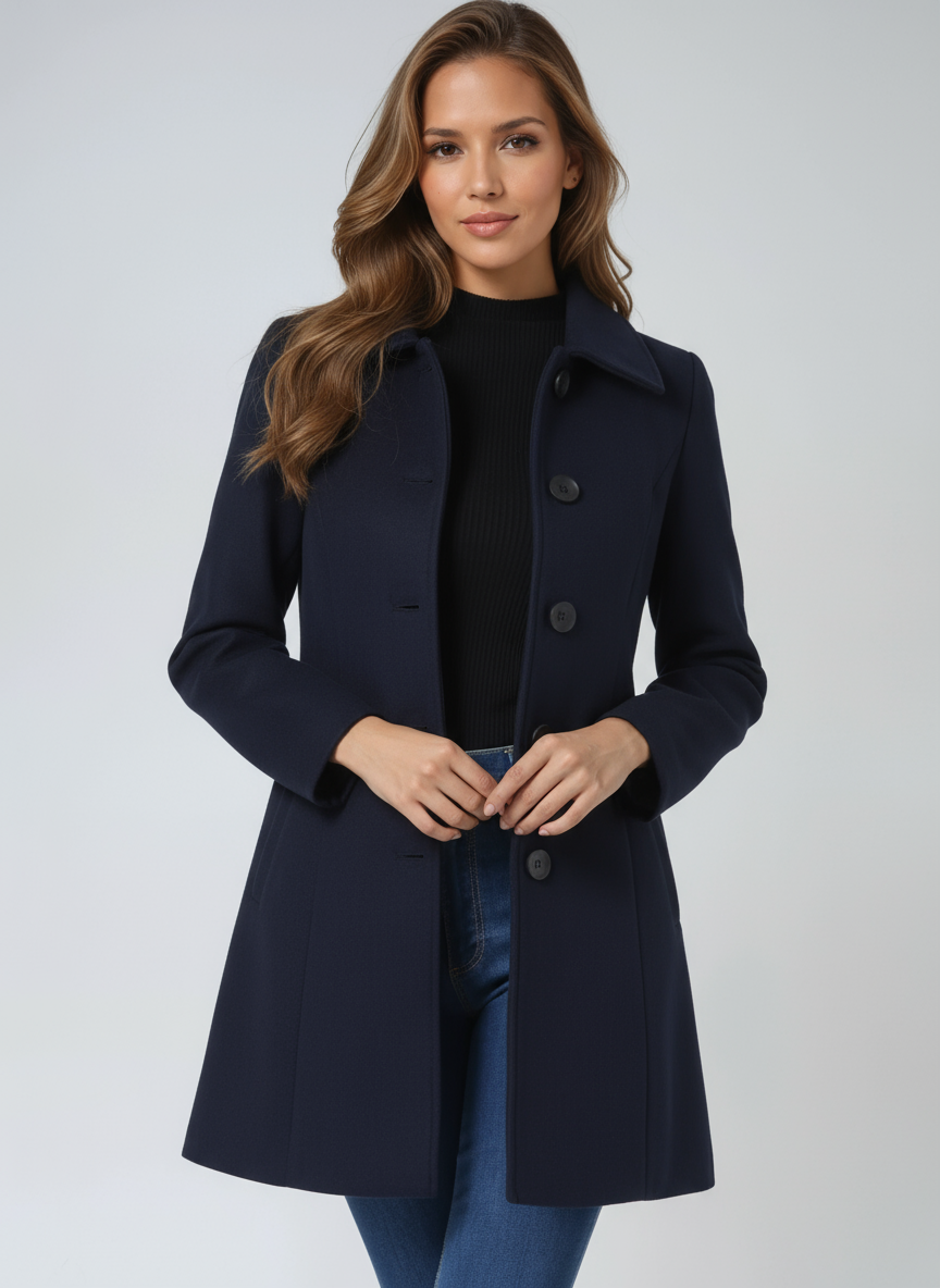 Women's Single-Breasted Notched Lapel Trench Coat