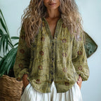 Brianna Vintage Leaf Print Shirt