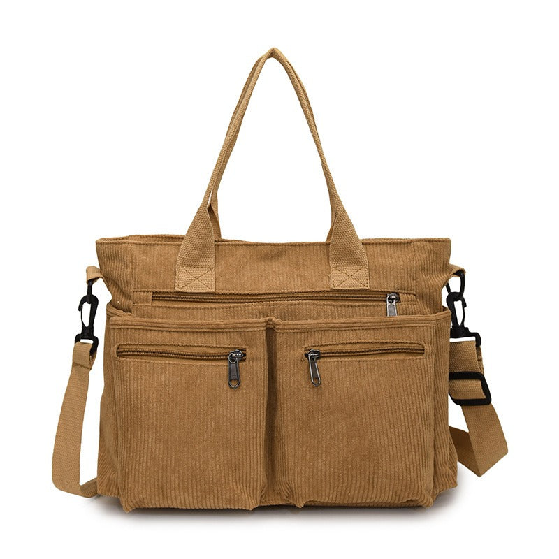 Women's Corduroy Shoulder Tote Bag