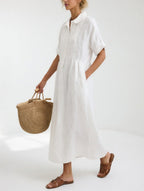 Lysandra | Soft Flowing Linen Shirt Dress