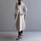 Women's Elegant Double-Breasted Longline Trench Coat