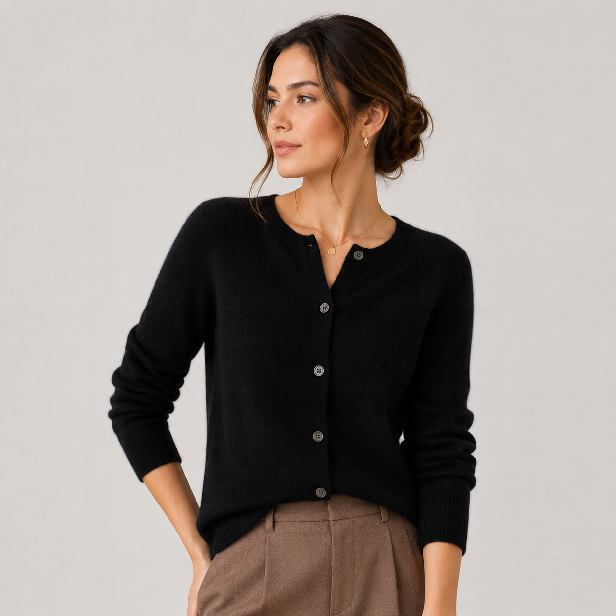 Women's Cozy Knitted Look Button Front Cardigan