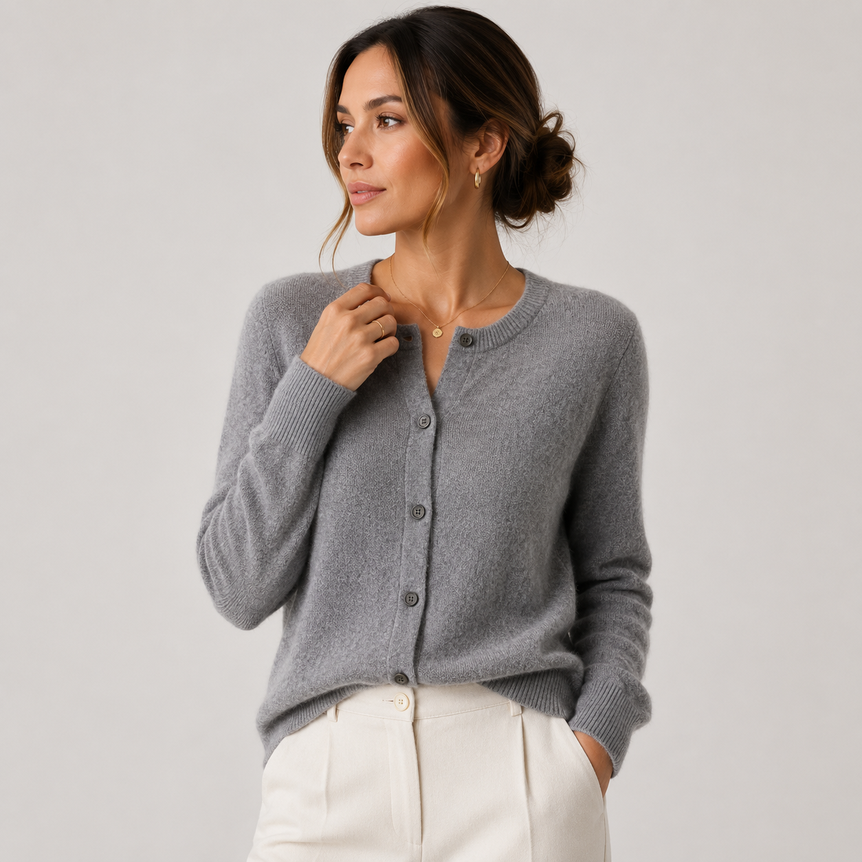 Women's Cozy Knitted Look Button Front Cardigan