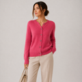 Women's Cozy Knitted Look Button Front Cardigan