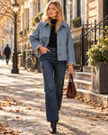 Women's Cropped Plaid Lined Jacket