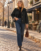 Women's Cropped Plaid Lined Jacket