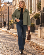 Women's Cropped Plaid Lined Jacket