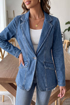 Women's Fitted Denim Blazer – Single Button