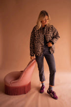 Women's Leopard Print Snap-Button Bomber Jacket