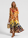 Women's Abstract Print Shirt Maxi Dress
