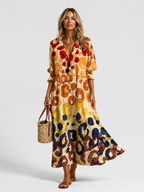 Women's Abstract Print Shirt Maxi Dress