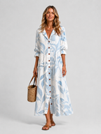 Women's Abstract Print Shirt Maxi Dress
