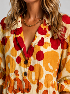 Women's Abstract Print Shirt Maxi Dress