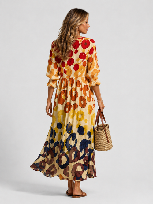 Women's Abstract Print Shirt Maxi Dress