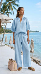 Women's Puff Sleeve Linen Set