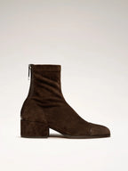 Women's Suede Boots - Square Toe Heeled