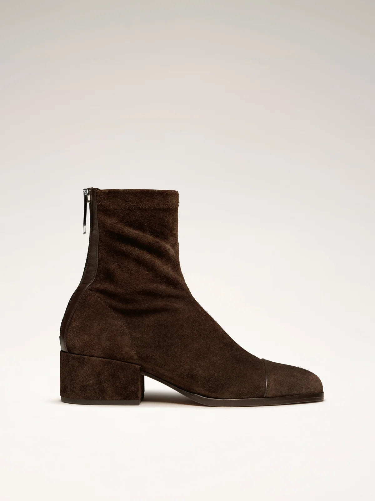 Women's Suede Boots - Square Toe Heeled