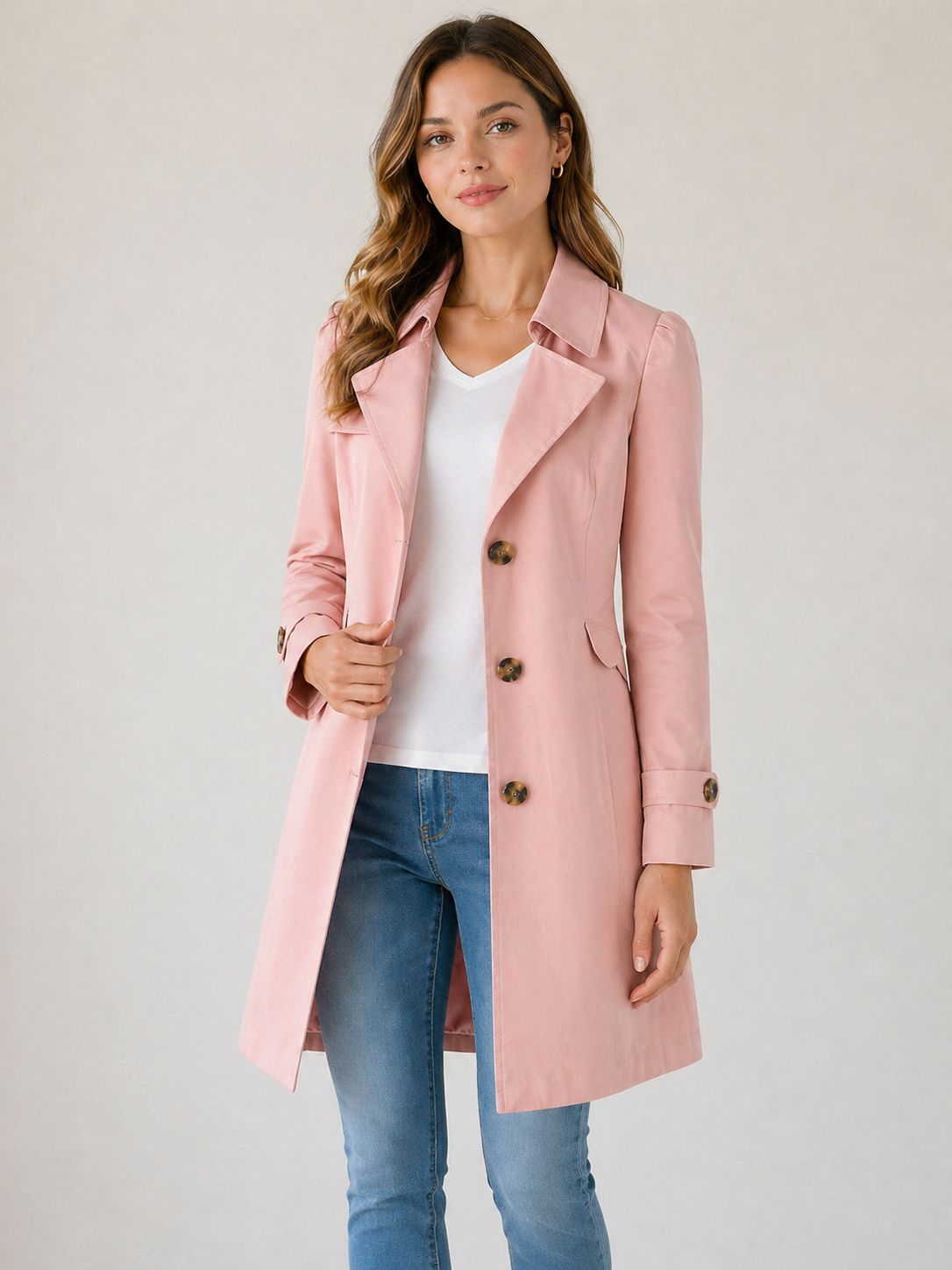 Women's Tailored Button Front Trench Coat