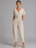 Women's Wrap Front Co-Ord Set – Wide-Leg Trousers