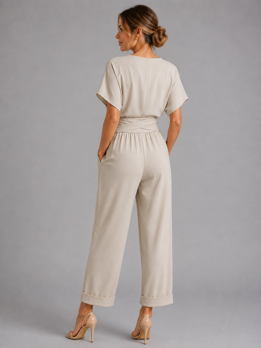 Women's Wrap Front Co-Ord Set – Wide-Leg Trousers