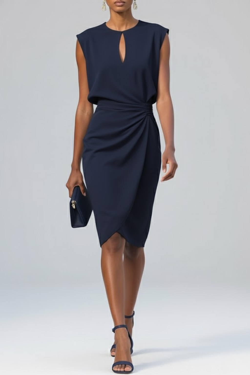 Katharina Keyhole Midi Dress – Ruched Silhouette