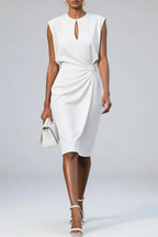 Katharina Keyhole Midi Dress – Ruched Silhouette