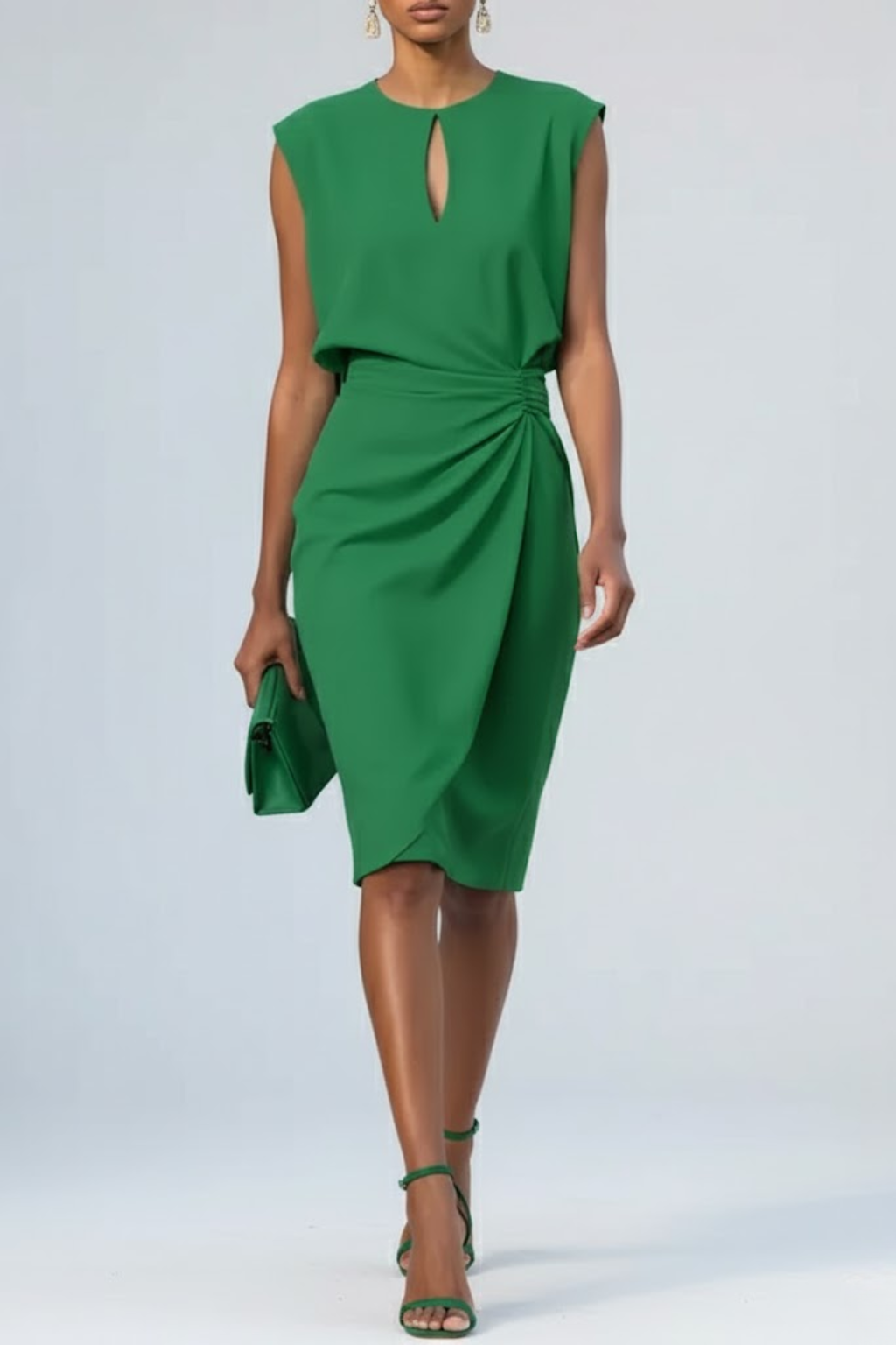 Katharina Keyhole Midi Dress – Ruched Silhouette