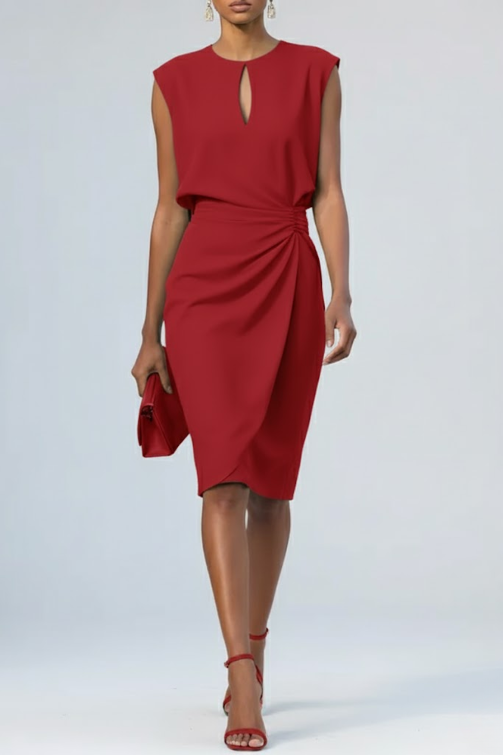 Katharina Keyhole Midi Dress – Ruched Silhouette