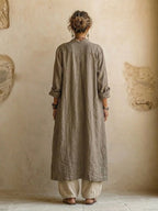 Women's Linen 3-Piece Set – Duster Coat & Wide-Leg Trousers