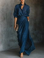 Selena Shirt and Skirt Set – Tailored Top, Maxi Skirt