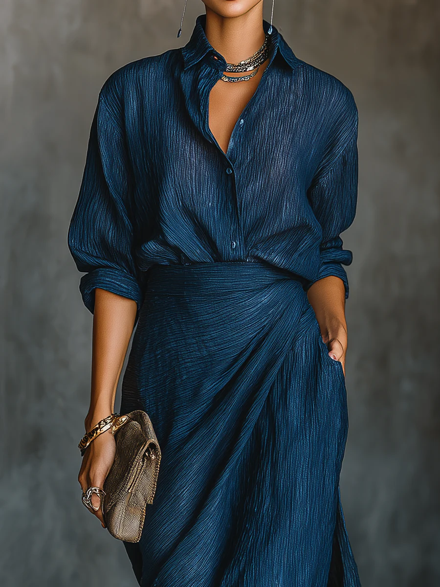 Selena Shirt and Skirt Set – Tailored Top, Maxi Skirt